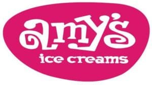 Pink "Amy's Ice Creams" Logo